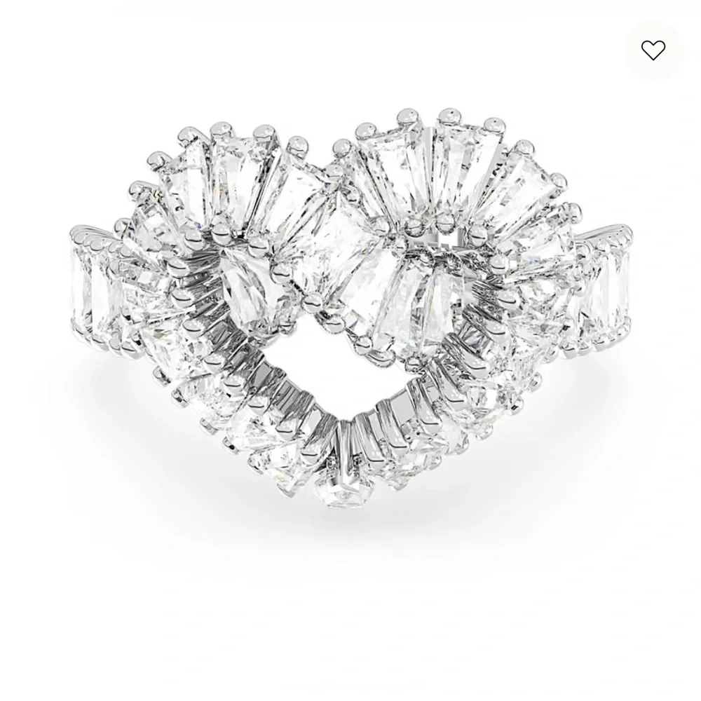 Swarovski Matrix Crystal Heart Ring, Mixed Cuts, Rhodium Plated - Picture 14 of 17